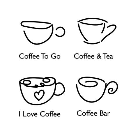 Creative logo for coffee shop, coffee bar in outline styleのイラスト素材
