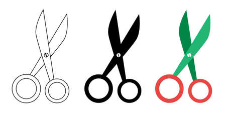 Pet scissors icons in flat, simple, outline styles. Vector illustration.のイラスト素材