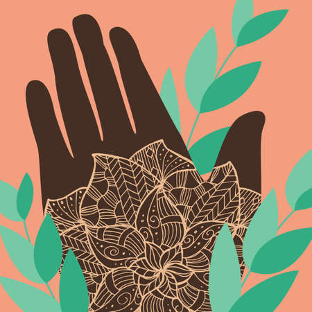 Modern abstract banner with mandala flower in vector. For web, shop, blog, social profiles. のイラスト素材