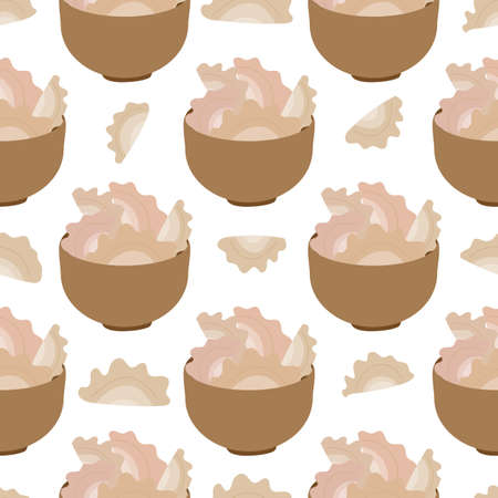 Vareniki seamless pattern in flat style. Vector illustrationのイラスト素材