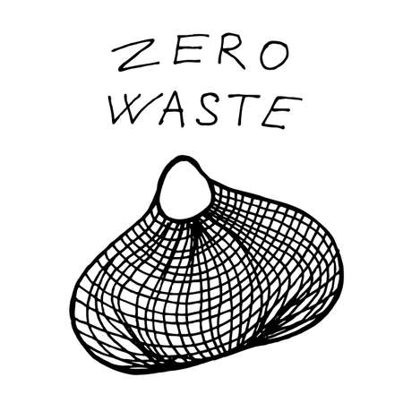 String bag for food shopping - zero waste illustration. Vector illustrationのイラスト素材