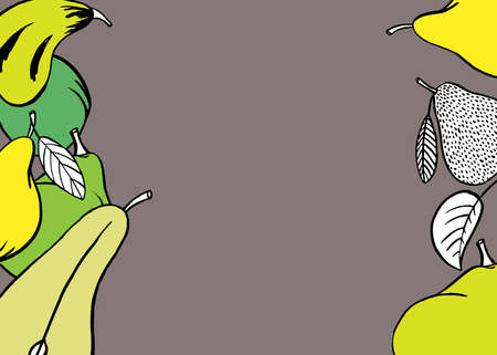 Pear fruit banner template in hand drawn style. Vector illustrationのイラスト素材