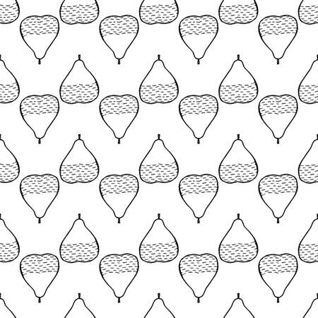 Pear fruit seamless pattern in hand drawn style. Vector illustrationのイラスト素材
