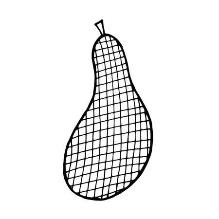 Pear fruit icon in hand drawn style. Vector illustration. Perfect for print, kitchen, textileのイラスト素材