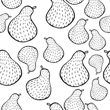 Pear fruit seamless pattern in hand drawn style. Vector illustrationのイラスト素材