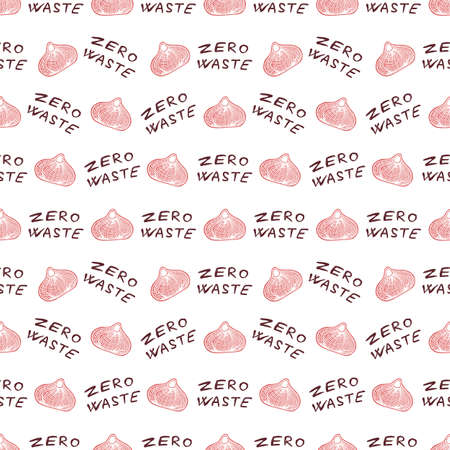 Seamless pattern with string bag for food shopping - zero waste illustration in hand drawn style.