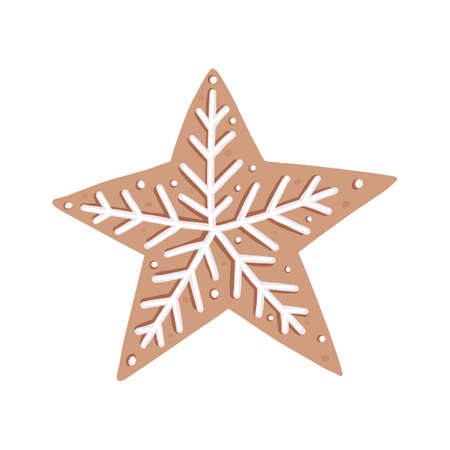 Beige Christmas star  with white ornament for christmas tree decorationのイラスト素材