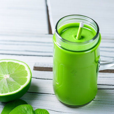 Spinach smoothie with lime and mint - diet menu for weight lossの素材