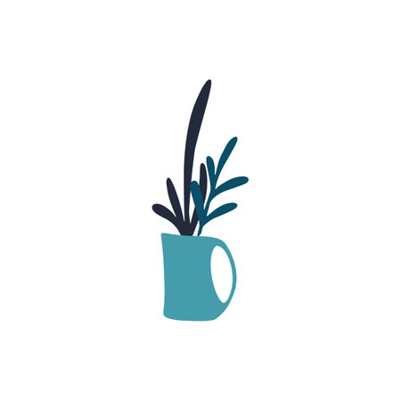 Ceramic vase with house plant. Vector illustrationのイラスト素材