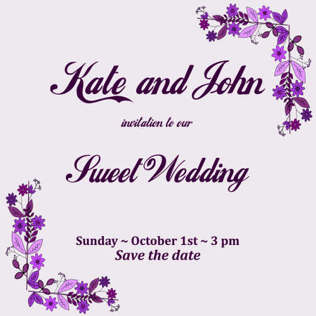 wedding invitation card with flower Templatesのイラスト素材