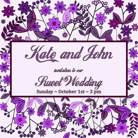wedding invitation card with flower Templatesのイラスト素材