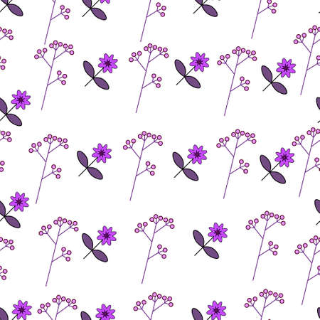 Flower illustration pattern with cute flowers purpleのイラスト素材