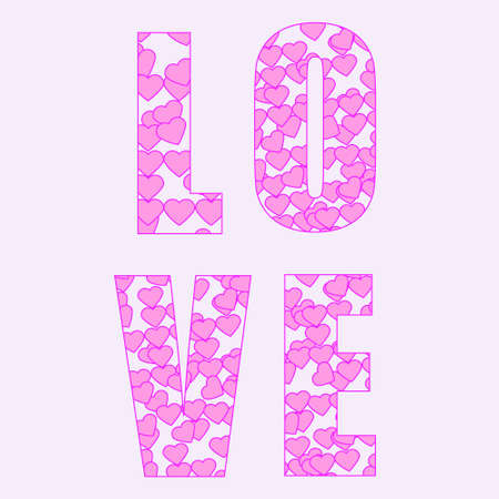 LOVE Happy Valentines day card, Font Type, love sign , flowersのイラスト素材