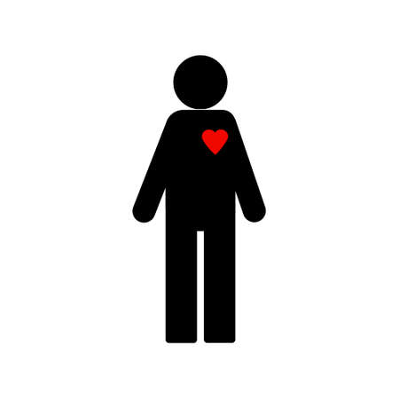 Vector illustration. stick figure with red heartのイラスト素材