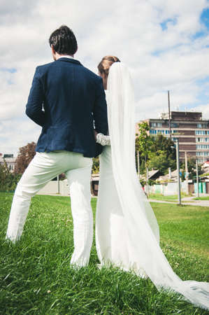 Bride and Groom wedding day, beautifull brideの写真素材