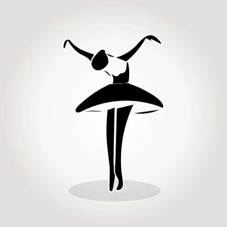 vector sillhouette of a dancing girl, ballet, girl practicing dance, dance studioのイラスト素材