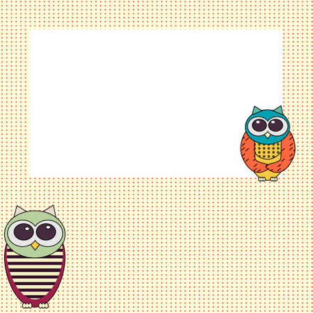 Owl invitation card template, colorful background, greeting cardのイラスト素材