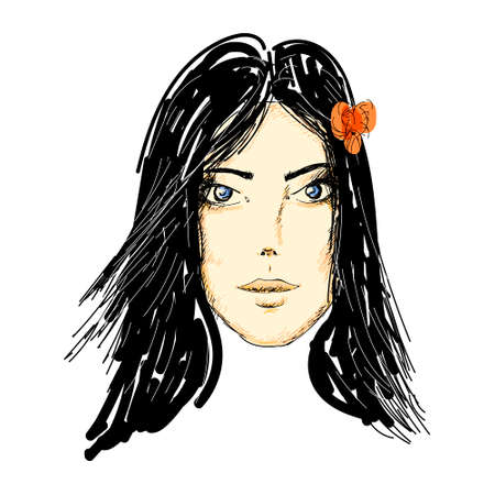 Cute girl vector T-shirt print Book illustrations for children Romantic hand drawing poster cartoon character For apparel or otherのイラスト素材