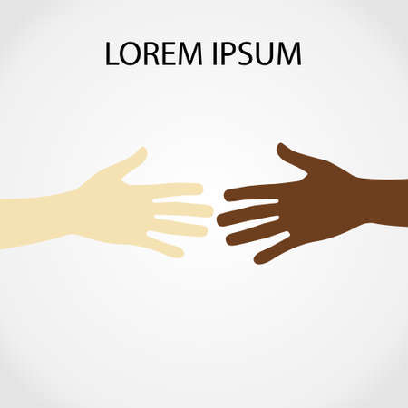 Raised hands up together with different skin tone of many peoples concept of democrazy, volunteer, or racial concept design by vector illustratorのイラスト素材