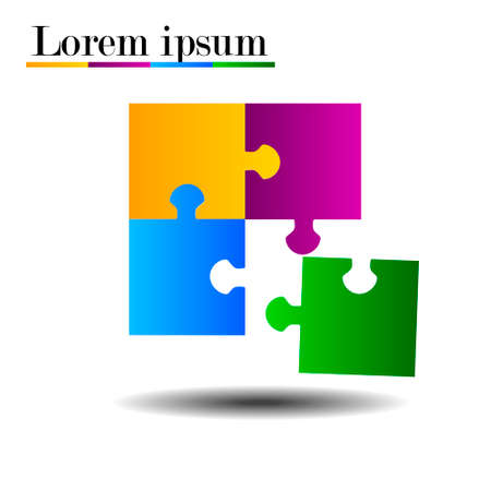 Puzzle vector colorful illustration four puzzles piecesのイラスト素材