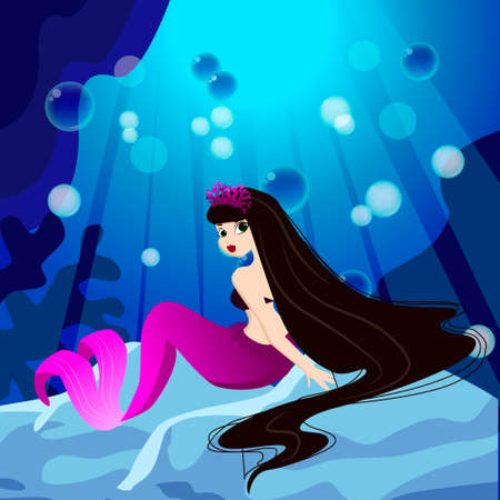 Vector background with an underwater worldのイラスト素材