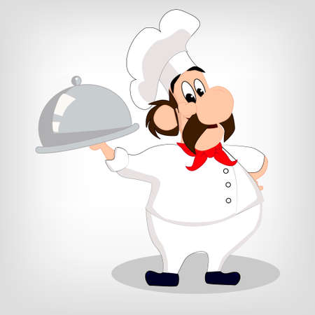 chef banner vector illustration colorful on grey backgroundのイラスト素材