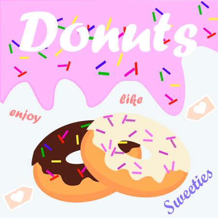 Donut vector illustration colorful for donut shopのイラスト素材