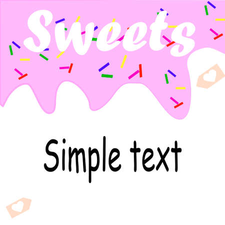 My Sweet Donut Vector Illustration with Dripping Pink Glaze and Hand Drawn Phrase. Abstract Food Background.のイラスト素材