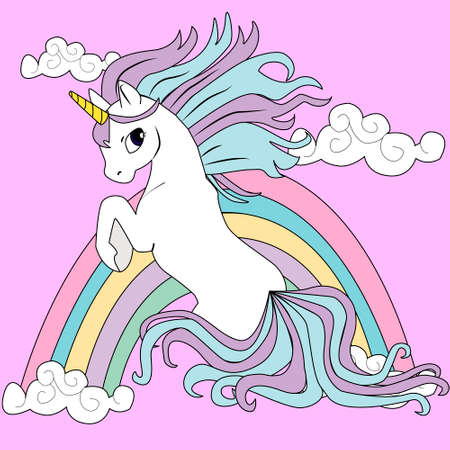 cute magical unicorn,sweet kids graphics for t-shirts vectorのイラスト素材