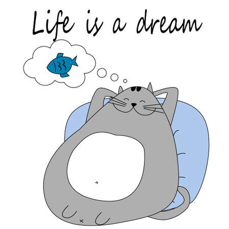 Cats vector, T-shirt Print, cartoon characters, cute cats hand drawnのイラスト素材