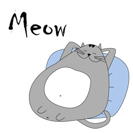 Cats vector, T-shirt Print, cartoon characters, cute cats hand drawnのイラスト素材