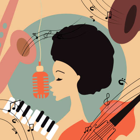 Vector illustration of an afro american jazz singerのイラスト素材