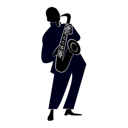 Jazz band with singer, saxophone and piano - vector illustrationのイラスト素材