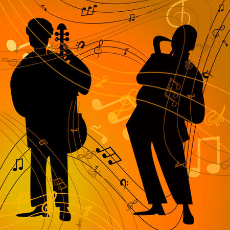 Jazz band with singer, saxophone and piano - vector illustrationのイラスト素材