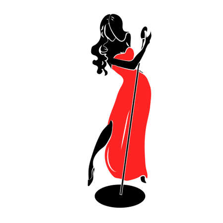 Elegant, curvy and sexy Jazz singer woman singing a melodyのイラスト素材