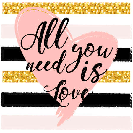 Hand drawn lettering of all you need is love.のイラスト素材