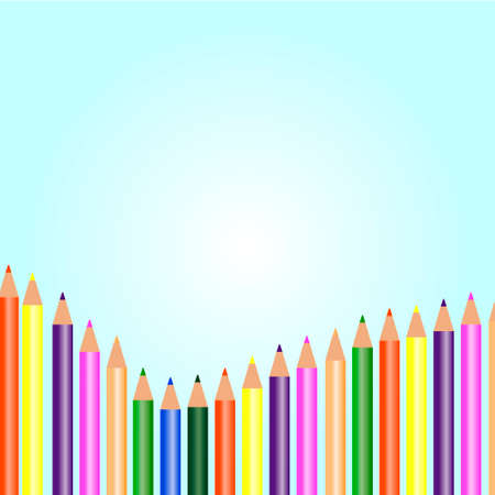 White background with colored pencils on edgeのイラスト素材