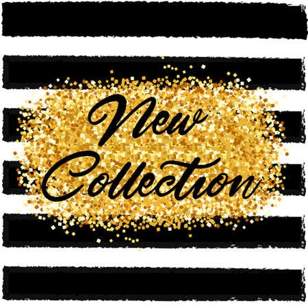 New collection. Gold paint -glitter Brush strokes for the background of poster.のイラスト素材