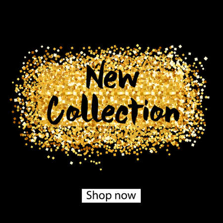 New collection. Gold paint -glitter Brush strokes for the background of poster.のイラスト素材