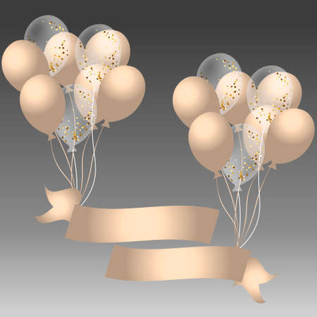 Happy birthday with confetti balloons vector illustratorのイラスト素材