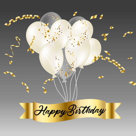 Happy birthday with confetti balloons vector illustratorのイラスト素材