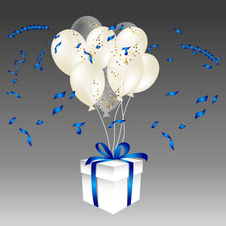 Illustration of a bunch of red balloons with a presentのイラスト素材