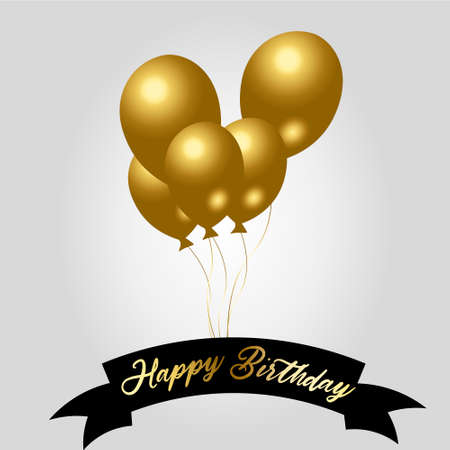 Happy birthday with confetti balloons vector illustratorのイラスト素材