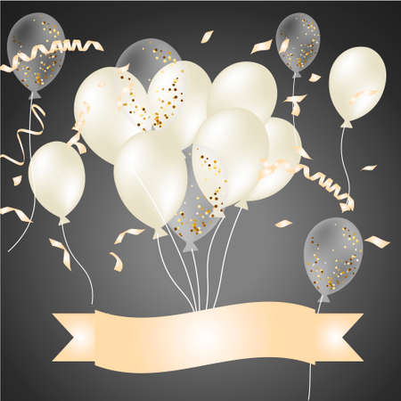 Happy birthday with confetti balloons vector illustratorのイラスト素材