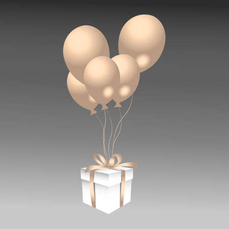 Illustration of a bunch of red balloons with a presentのイラスト素材