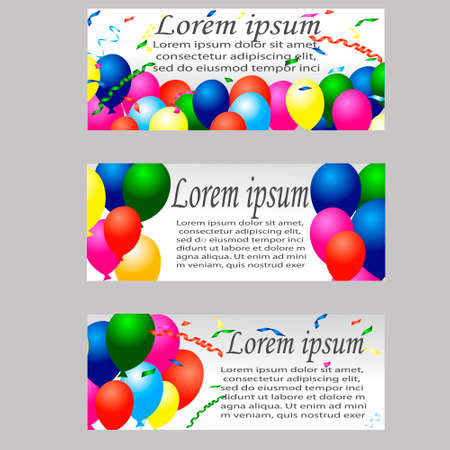 Holiday banners with colorful balloonsのイラスト素材