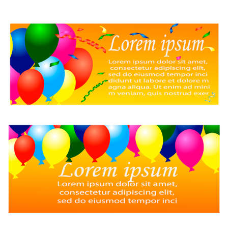Holiday banners with colorful balloonsのイラスト素材