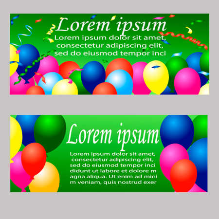 Holiday banners with colorful balloonsのイラスト素材