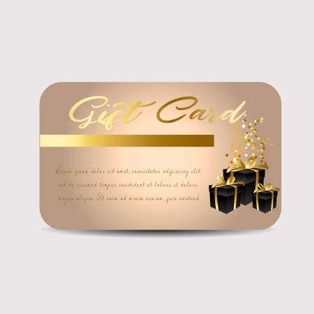 Gift card template with glitter and present boxes.のイラスト素材