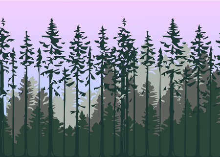 Pine trees and mountains illustration.のイラスト素材